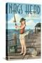 Nags Head, North Carolina - Pinup Girl Fishing-Lantern Press-Stretched Canvas