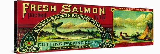 Naha Bay Salmon Can Label - Naha Bay, AK-Lantern Press-Stretched Canvas