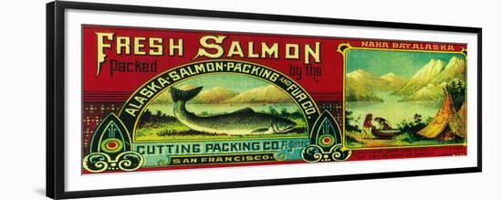 Naha Bay Salmon Can Label - Naha Bay, AK-Lantern Press-Framed Premium Giclee Print