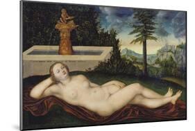 Naiad at the Fountain, 1518-Lucas Cranach the Elder-Mounted Giclee Print