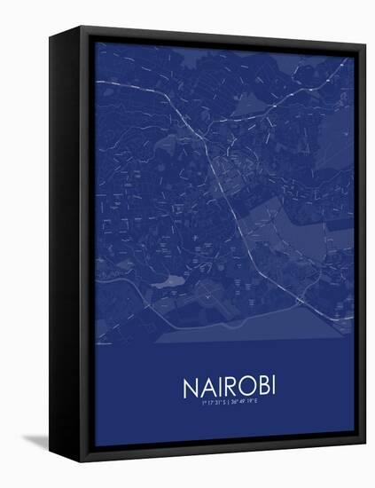 Nairobi, Kenya Blue Map-null-Framed Stretched Canvas