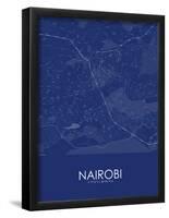 Nairobi, Kenya Blue Map-null-Framed Poster