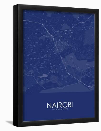 Nairobi, Kenya Blue Map-null-Framed Poster