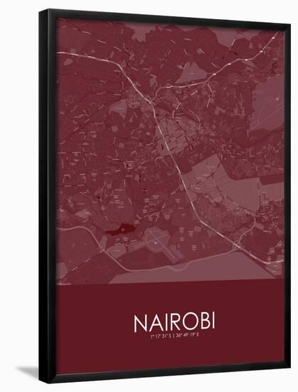 Nairobi, Kenya Red Map-null-Framed Poster