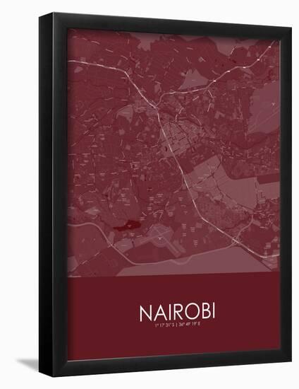 Nairobi, Kenya Red Map-null-Framed Poster