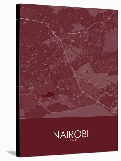 Nairobi, Kenya Red Map-null-Stretched Canvas