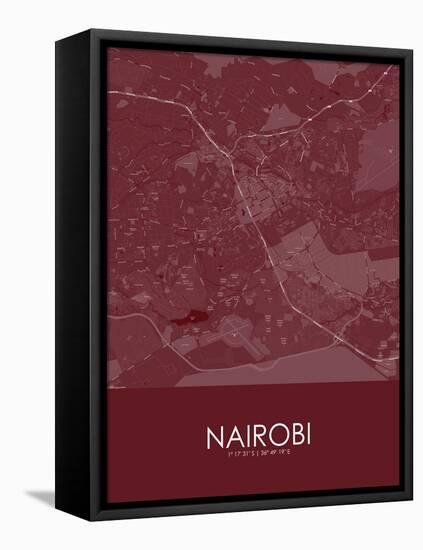 Nairobi, Kenya Red Map-null-Framed Stretched Canvas