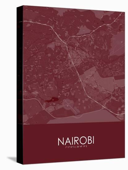 Nairobi, Kenya Red Map-null-Stretched Canvas