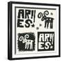 Naive Abstract Horoscope, Hand Drawn Sign Of The Zodiac Aries-Andriy Zholudyev-Framed Art Print