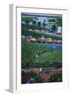 Naive Art Painting Depicting Bamboo Harvesting, Bahia State, Brazil-null-Framed Giclee Print
