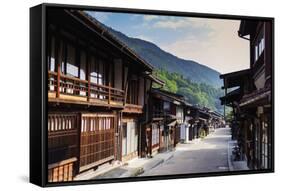 Nakasendo old post town of Tsumago, Nagano prefecture, Honshu, Japan-Christian Kober-Framed Stretched Canvas