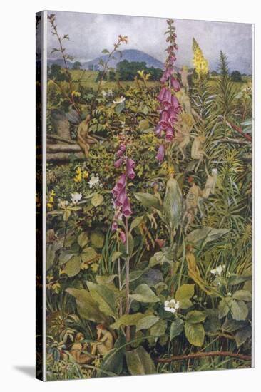 Naked Fairies Among the Foxgloves in Ancient Britain-Eleanor Fortescue Brickdale-Stretched Canvas