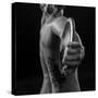 Naked female athlete posing with discus in hand-Panoramic Images-Stretched Canvas