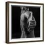 Naked female athlete posing with discus in hand-Panoramic Images-Framed Photographic Print