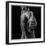 Naked female athlete posing with discus in hand-Panoramic Images-Framed Photographic Print