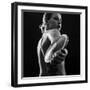 Naked female athlete posing with discus in hand-Panoramic Images-Framed Photographic Print