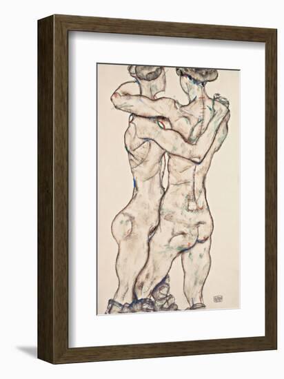 Naked Girls Embracing-Egon Schiele-Framed Art Print