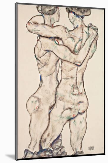 Naked Girls Embracing-Egon Schiele-Mounted Art Print