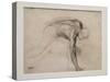 Naked man leaning picking up an object. Around 1859-1861. Graphite on velin paper.-Edgar Degas-Stretched Canvas