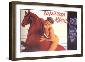 Naked Man on Horse-null-Framed Art Print