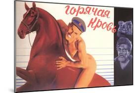 Naked Man on Horse-null-Mounted Art Print