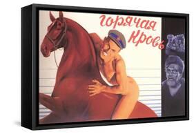 Naked Man on Horse-null-Framed Stretched Canvas