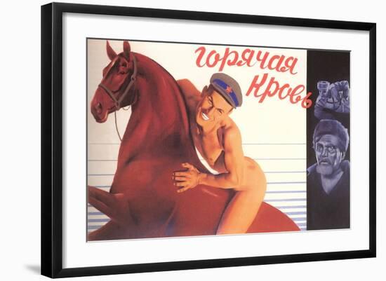 Naked Man on Horse-null-Framed Art Print