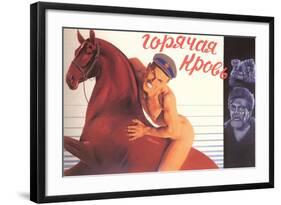 Naked Man on Horse-null-Framed Art Print