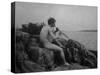 Naked Man Playing His Pipe Photograph-Lantern Press-Stretched Canvas