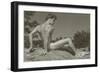 Naked Man Posing on Rock-null-Framed Art Print