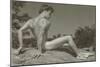 Naked Man Posing on Rock-null-Mounted Art Print