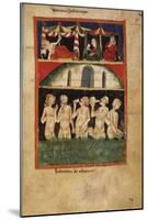 Naked Men and Women Bathing, Medieval Manuscript Painting-null-Mounted Art Print