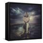 Naked Mermaid Sitting on a Deserted Road-outsiderzone-Framed Stretched Canvas