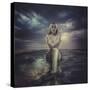 Naked Mermaid Sitting on a Deserted Road-outsiderzone-Stretched Canvas