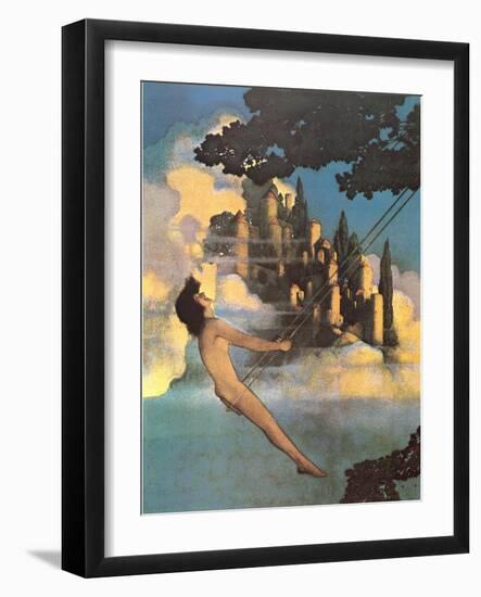 Naked person on a swing-null-Framed Art Print