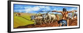 Naked Soldier Guards Men and Women Toiling in Fields-null-Framed Giclee Print