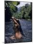 Naked Tahitian Woman Bathing in a River-null-Mounted Photographic Print