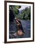 Naked Tahitian Woman Bathing in a River-null-Framed Photographic Print