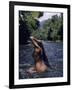 Naked Tahitian Woman Bathing in a River-null-Framed Photographic Print