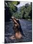Naked Tahitian Woman Bathing in a River-null-Mounted Photographic Print