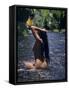 Naked Tahitian Woman Bathing in a River-null-Framed Stretched Canvas