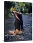 Naked Tahitian Woman Bathing in a River-null-Stretched Canvas