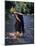 Naked Tahitian Woman Bathing in a River-null-Mounted Photographic Print