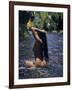 Naked Tahitian Woman Bathing in a River-null-Framed Photographic Print