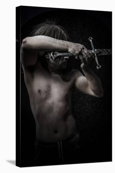 Naked Warrior Carrying Steel Sword-outsiderzone-Stretched Canvas