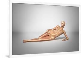 Naked Woman Laying Down with Skeletal Bones Superimposed-null-Framed Art Print