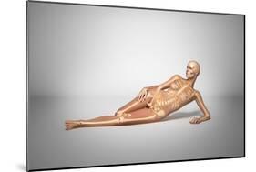 Naked Woman Laying Down with Skeletal Bones Superimposed-null-Mounted Premium Giclee Print