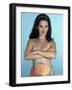 Naked Woman Models Body Paint, consisting of Lei Around Her Neck and Pieces of Fruit on Abdomen-Ralph Crane-Framed Photographic Print