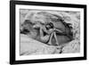 Naked woman on rock, Aztec Sandstone, Mohave Desert, Overton, Nevada, USA-Pete Saloutos-Framed Photographic Print