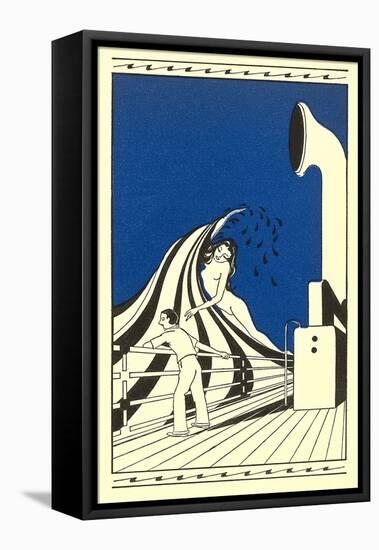 Naked Woman on Wave, Ocean Liner-null-Framed Stretched Canvas